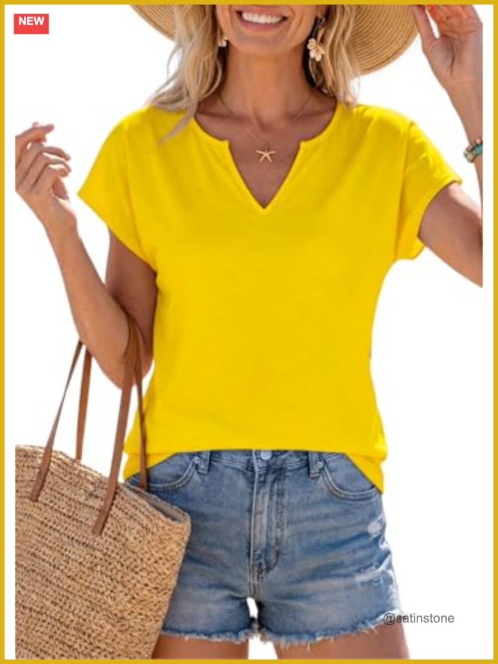 Women's Loose Fit V-Neck Cap Sleeve Shirt Business Casual Office Tee